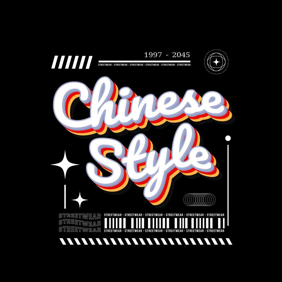 diseño de texto de eslogan de estilo chino urbano. para diseños de impresión, camisetas, pegatinas, chaquetas y más. vector