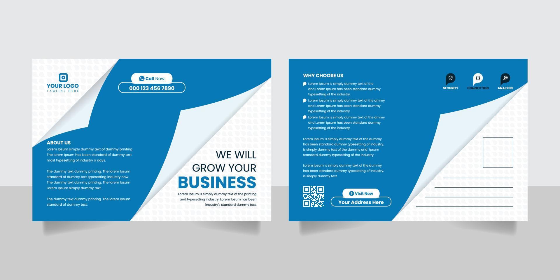 Corporate real estate business postcard design template vector