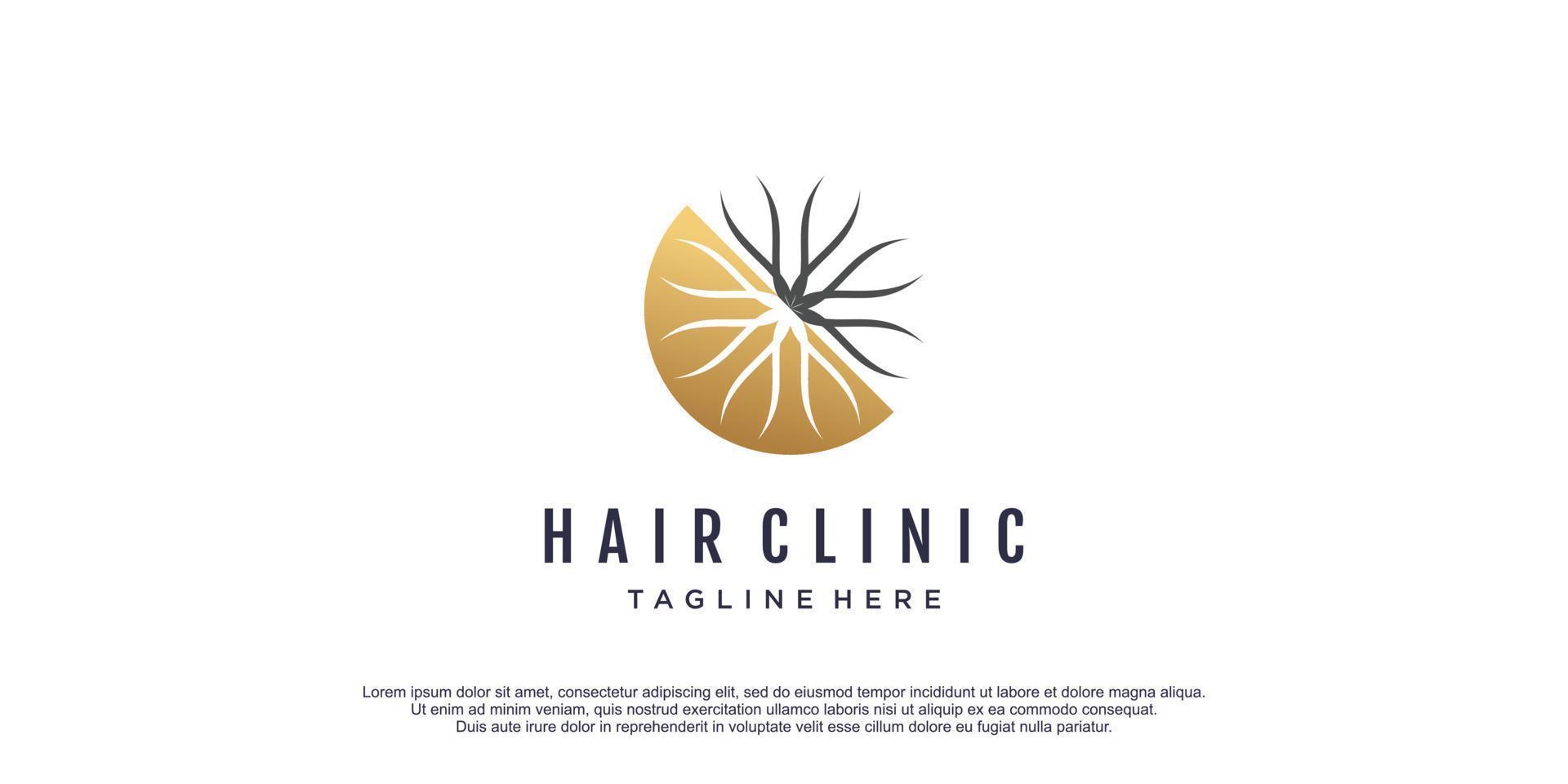 Hair clinic logo with creative design premium vector