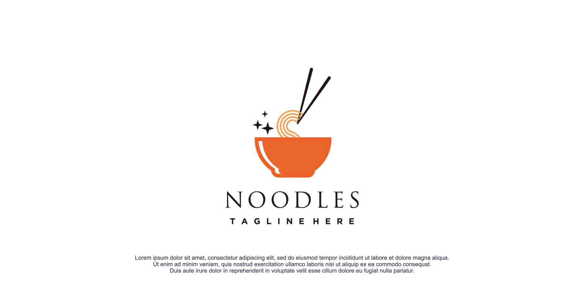 Noodles logo illustration with creative design icon template vector