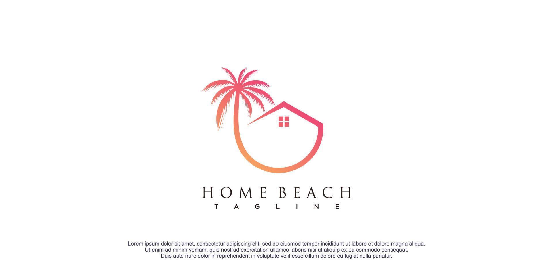 ilustración de vector de diseño de logotipo de playa casera para negocio de resort