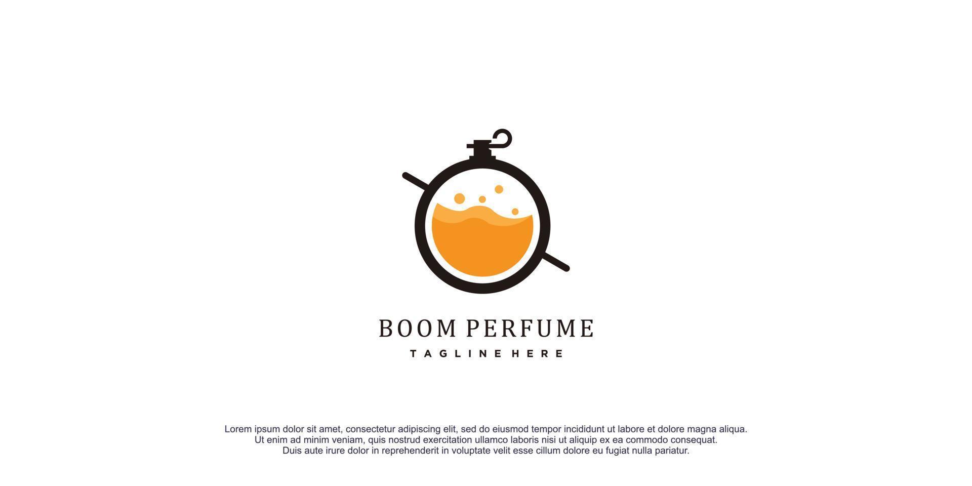 logotipo de perfume con ilustración de icono de vector de diseño de concepto de granada