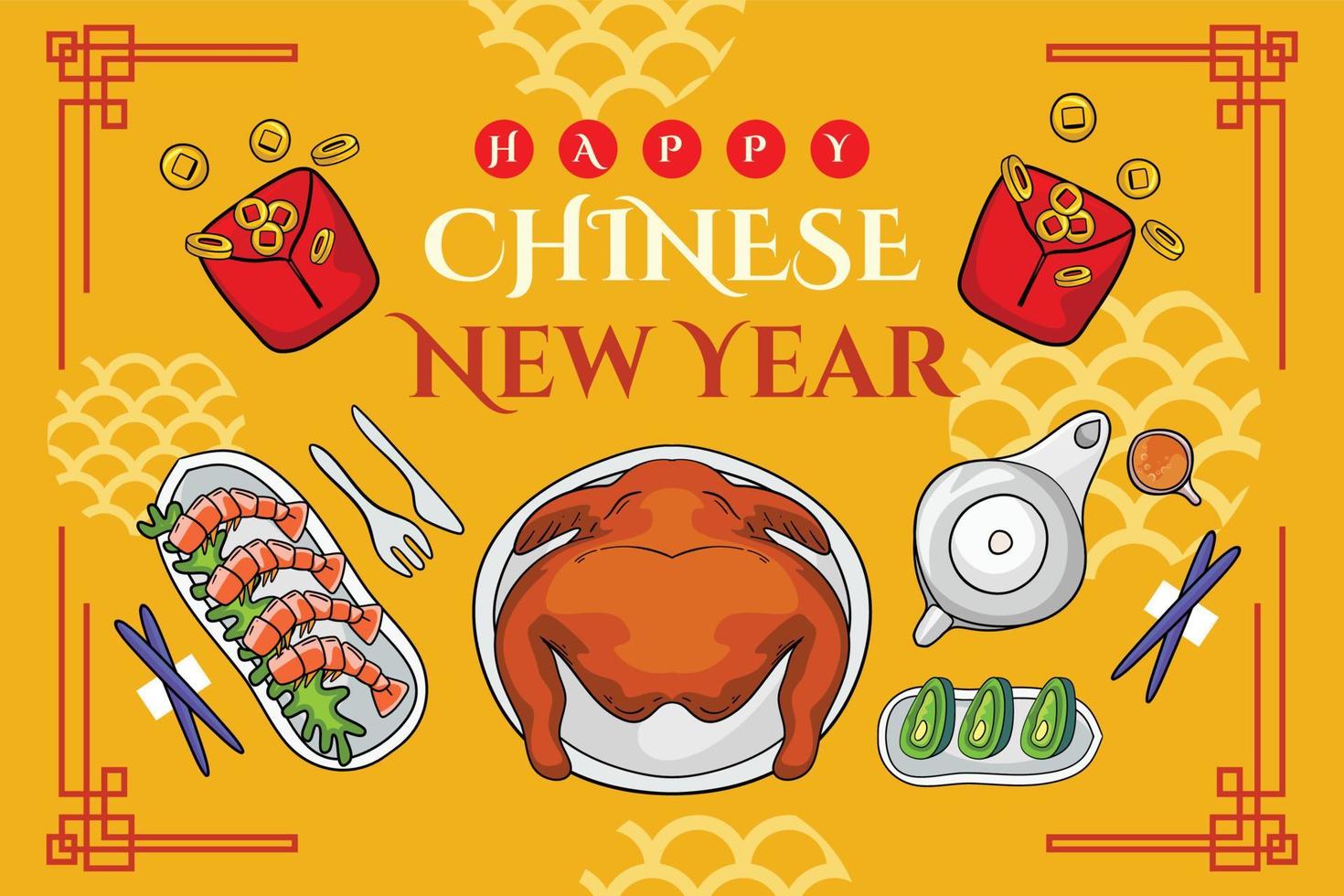 for a reunion dinner on Chinese New Year. vector