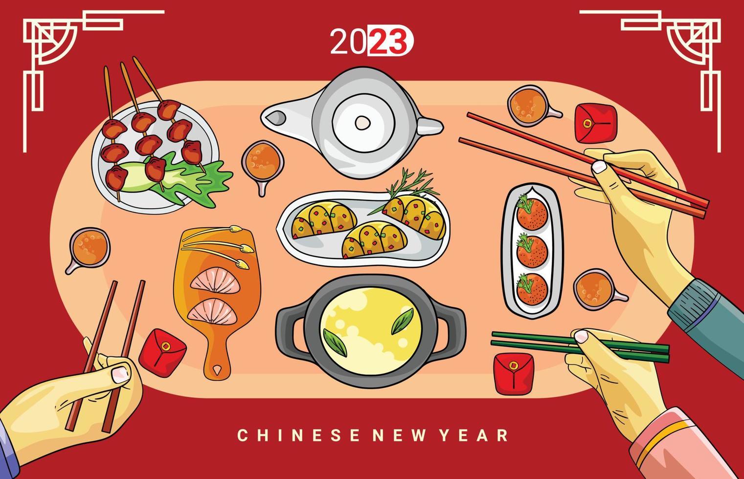 Chinese food to celebrate Chinese New Year vector