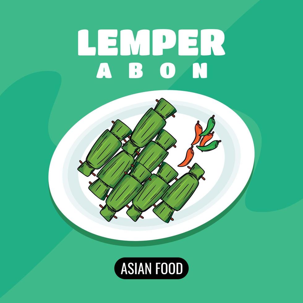 Asian food lemper abstract sketch line drawing concept design vector