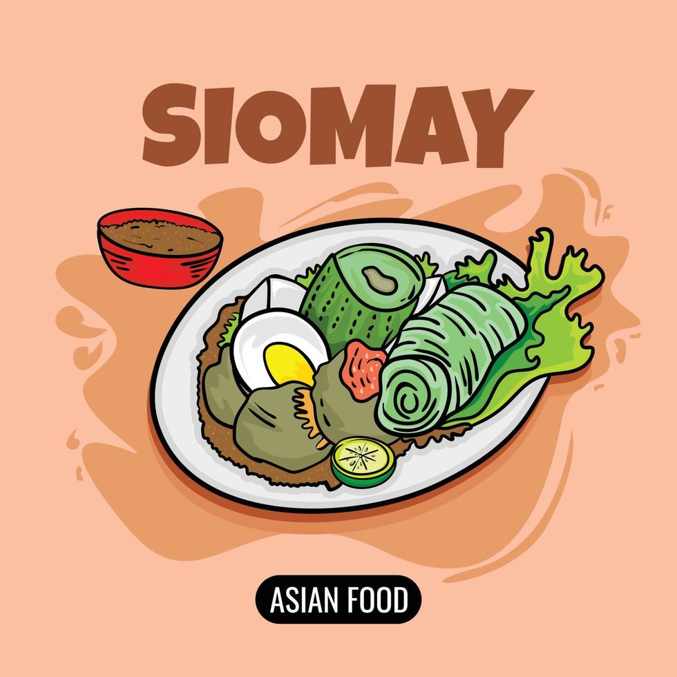 ilustración siomay abstracta dibujada a mano. vector de comida asiática.