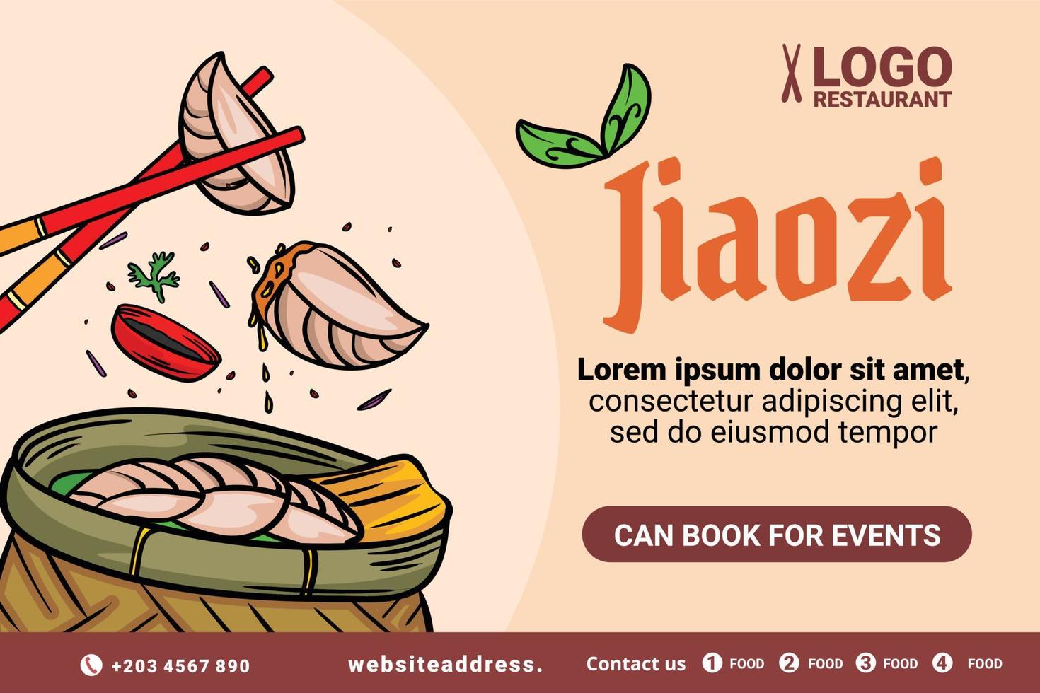 digital banner for food menu website from asia jiaozi vector