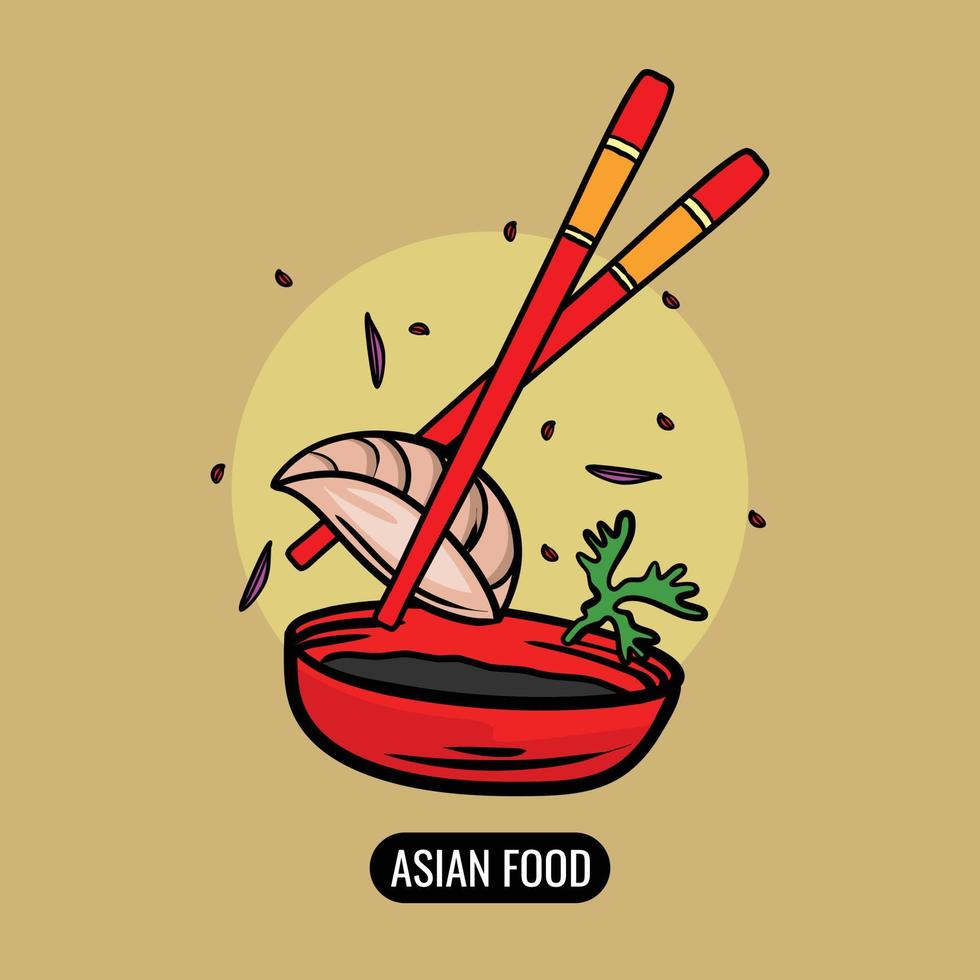 jiaozi asian food realistic illustration. asian food vector