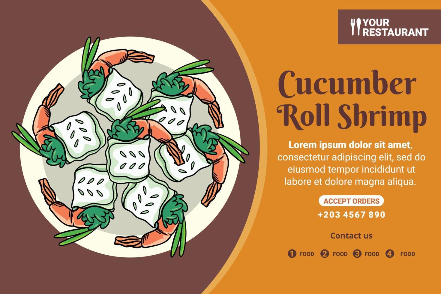 Outdoor banner for Cucumber Roll Shrimp Asian food restaurant vector