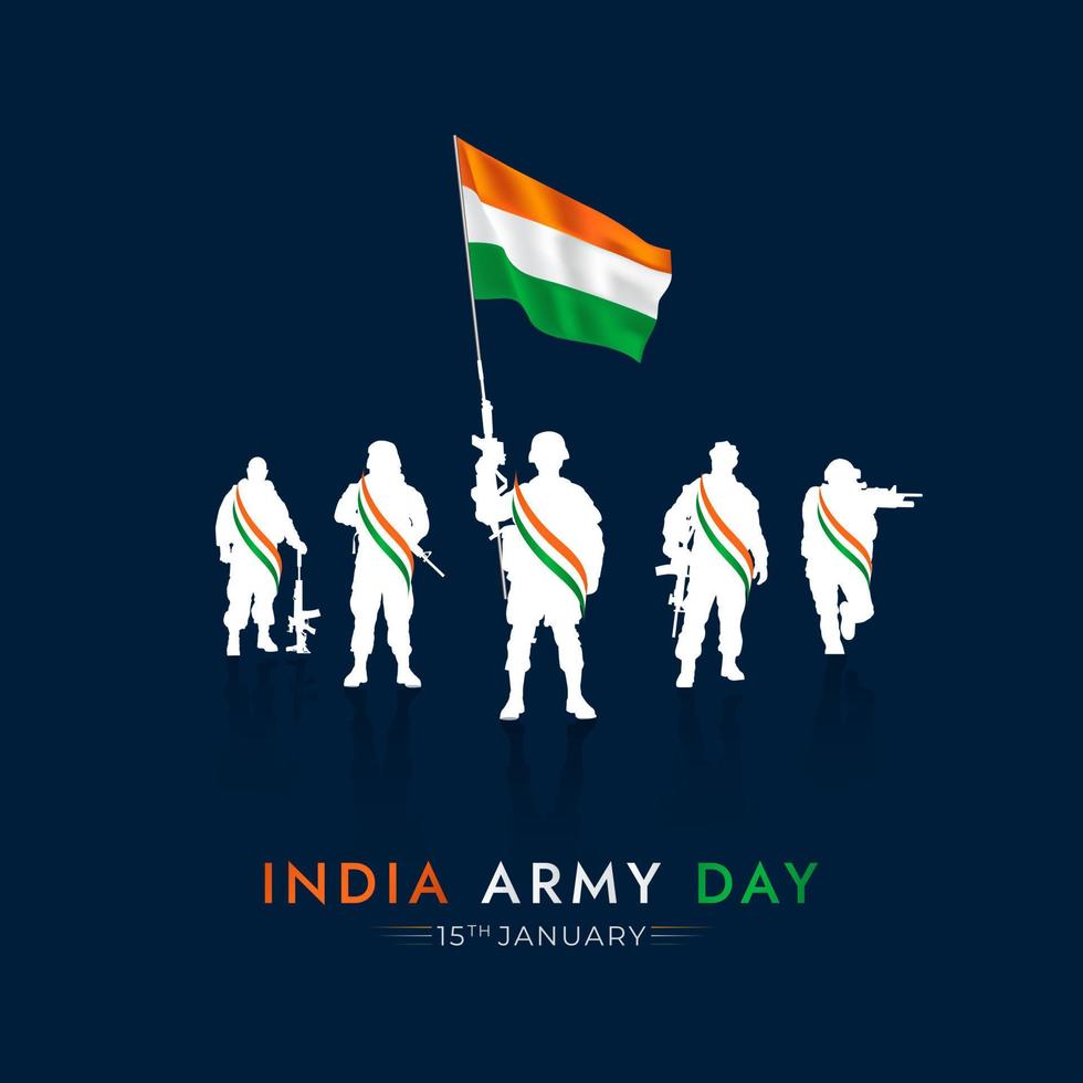 día del ejército indio 15 de enero publicación en redes sociales vector