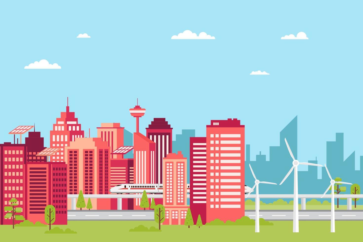 smart city concept modern city flat design vector