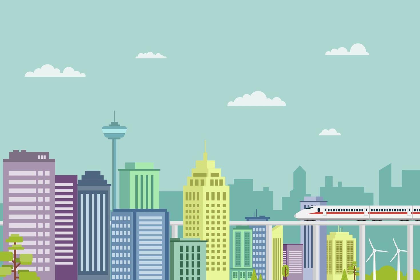 illustration design of a modern capital city smart city concept with smart transportation vector