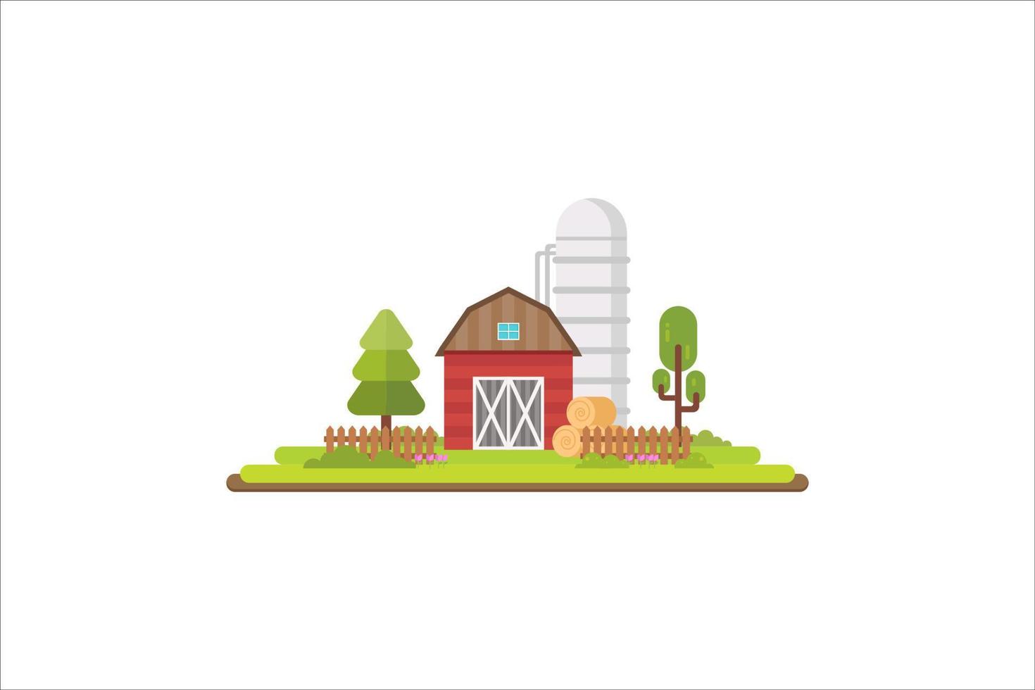 illustration of a farm building flat design concept vector