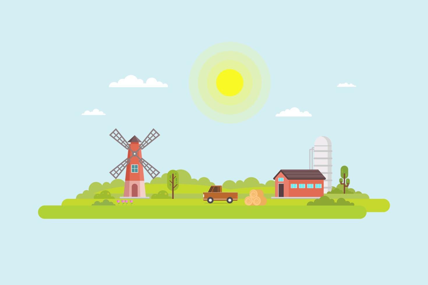 Vector illustration of agriculture in a rustic flat design style concept