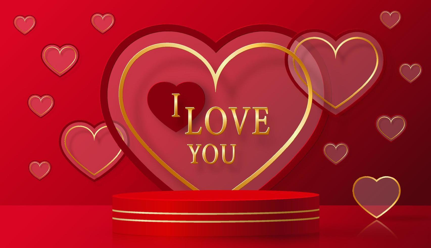 3d podium round stage for Valentine day vector