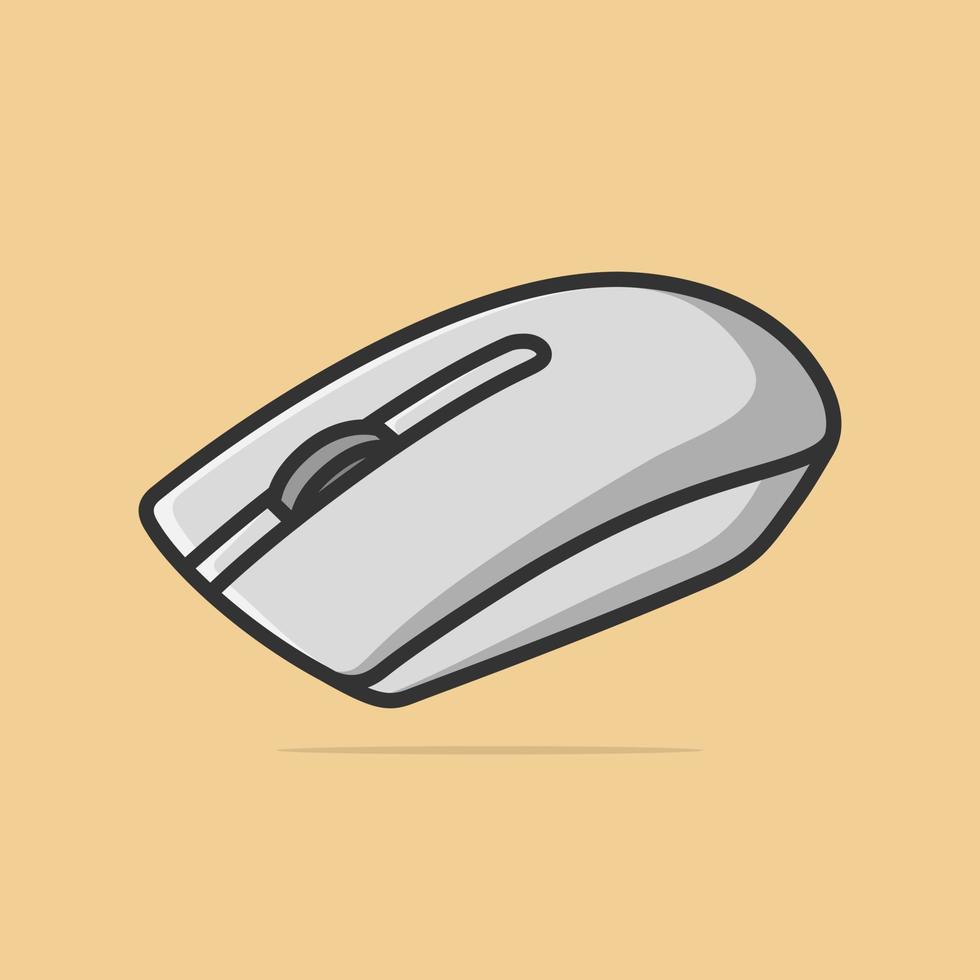 icono de ratón de ordenador inalámbrico aislado ilustración vectorial caricaturesca vector
