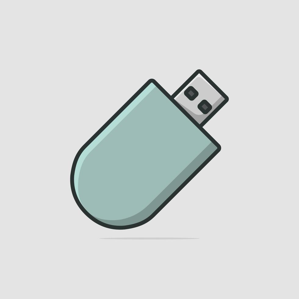 Ilustración de vector de dispositivo de almacenamiento de datos de tecnología de unidad flash USB