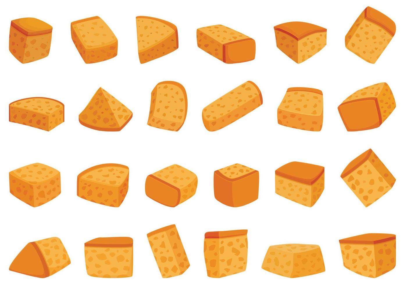 Bread croutons icons set cartoon vector. Small food vector