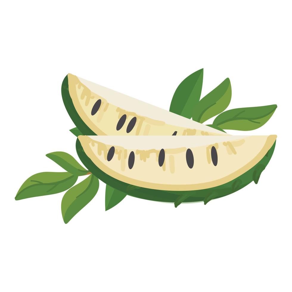 Soursop pieces icon cartoon vector. Leaf tree vector