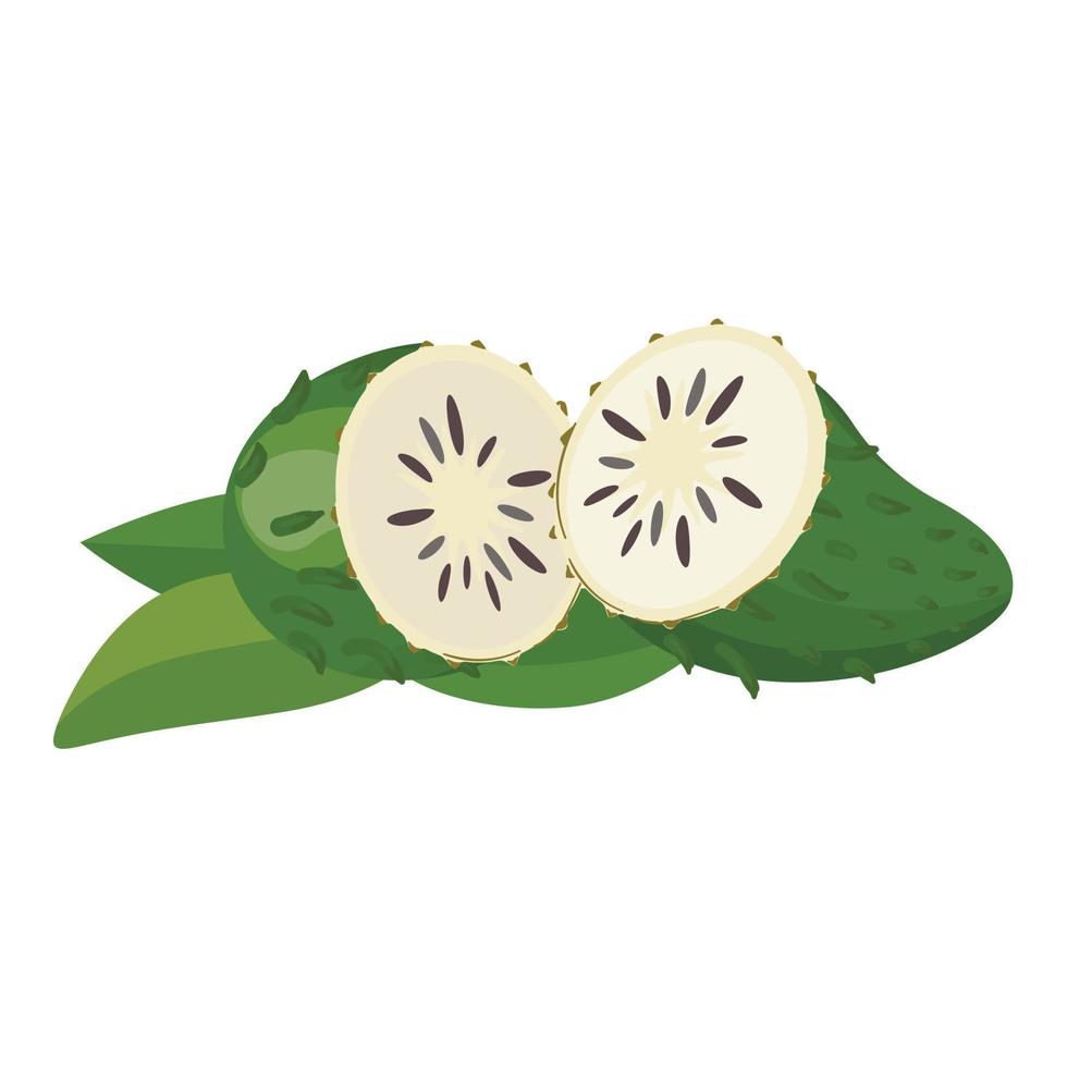 Tropical fruit icon cartoon vector. Muricata leaf vector