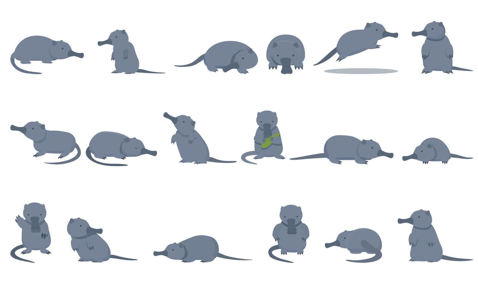 Desman icons set cartoon vector. Beast animal vector