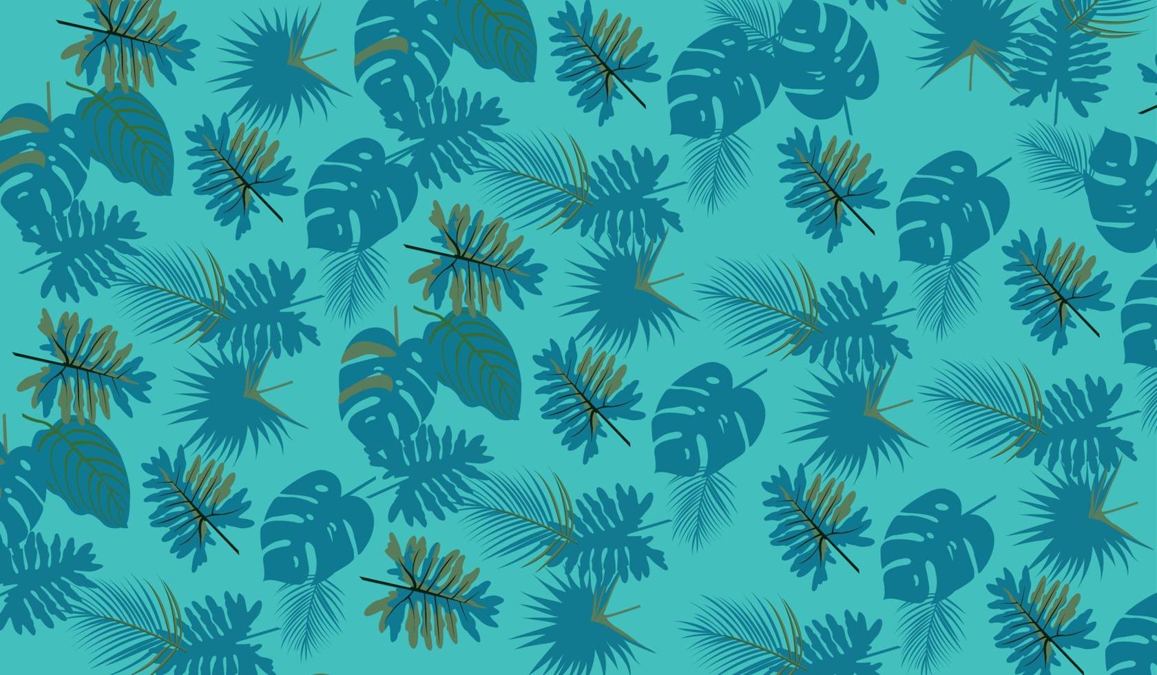 Green pattern with exotic leaves vector