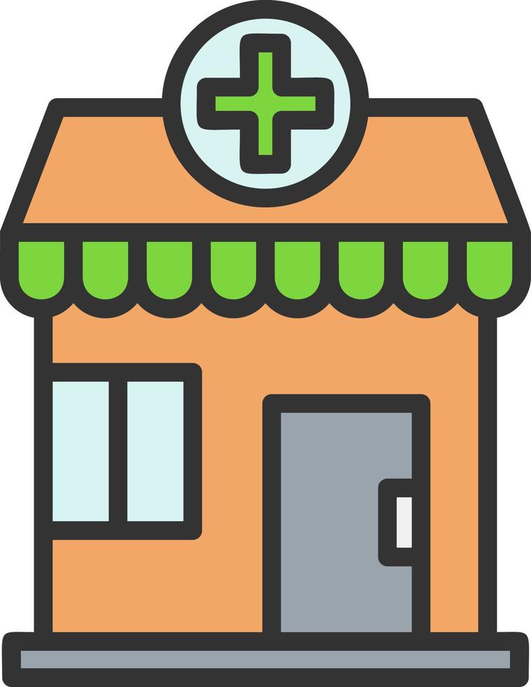 icono de vector de edificio de farmacia