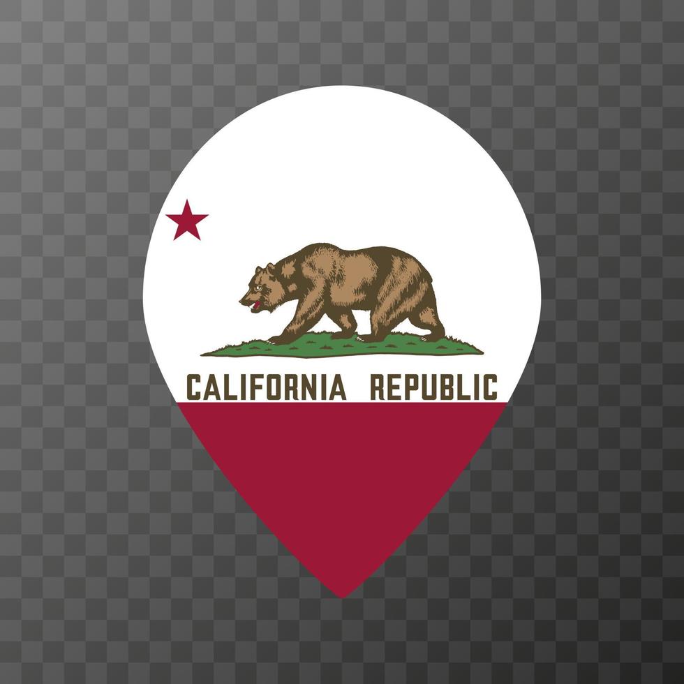 Map pointer with flag California state. Alabama flag. Vector illustration.