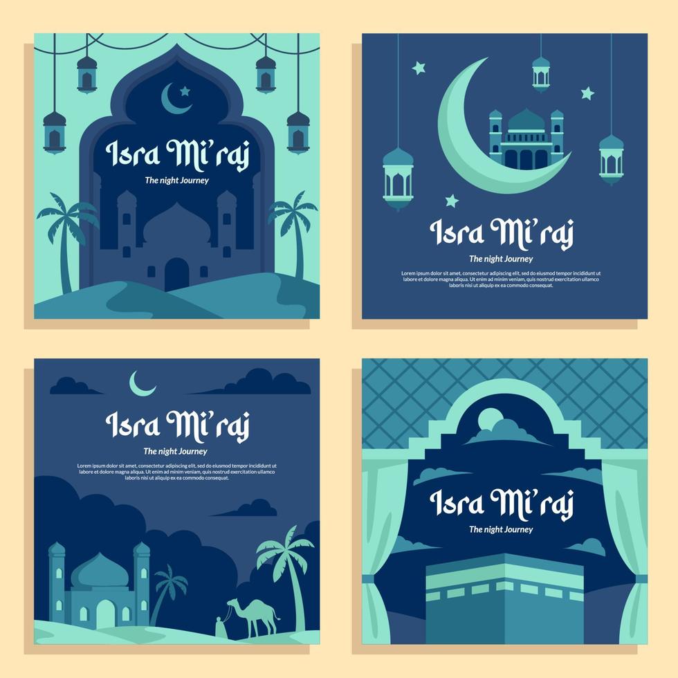 Isra Mi'raj Social Media Template vector
