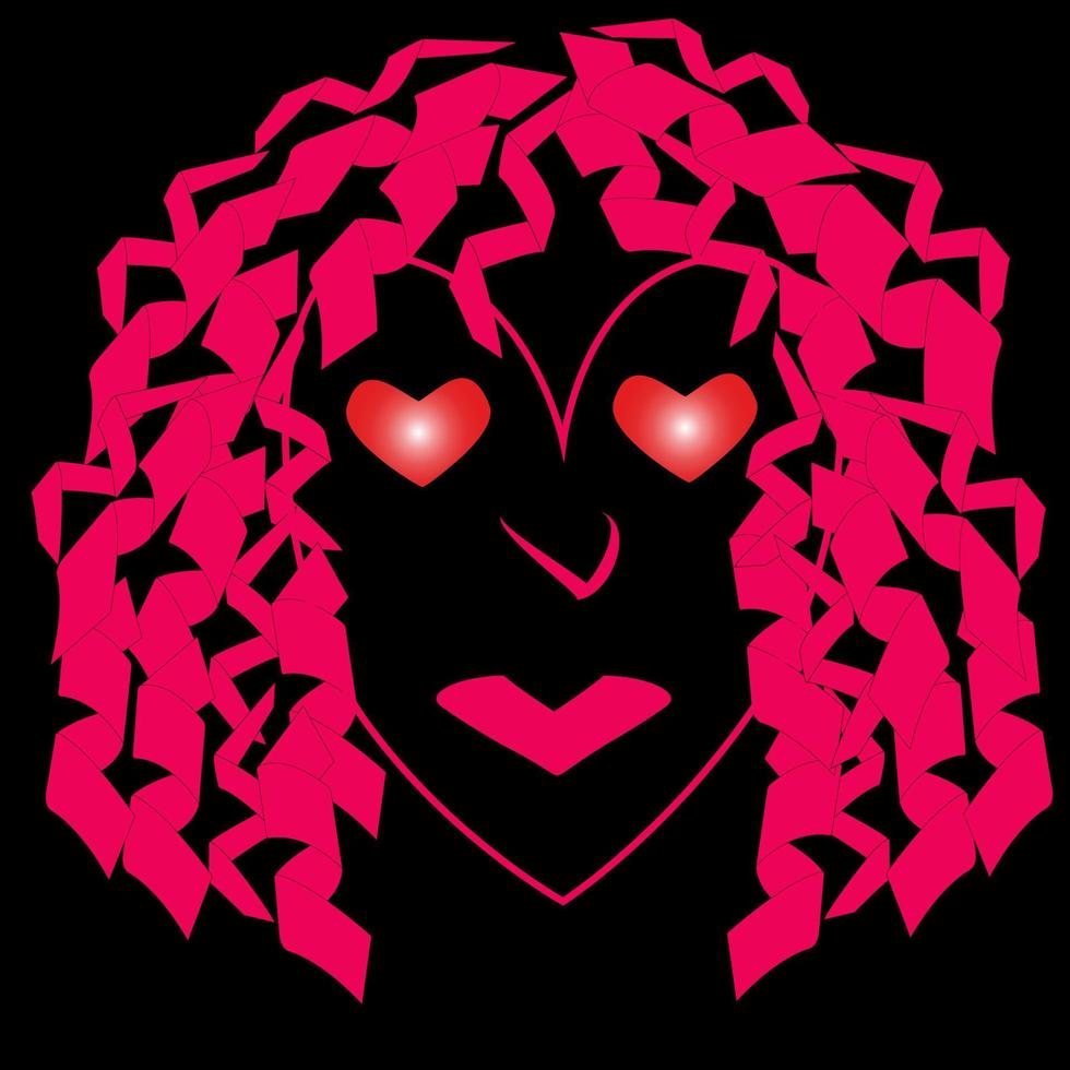 valentine face made of hearts red on black background vector