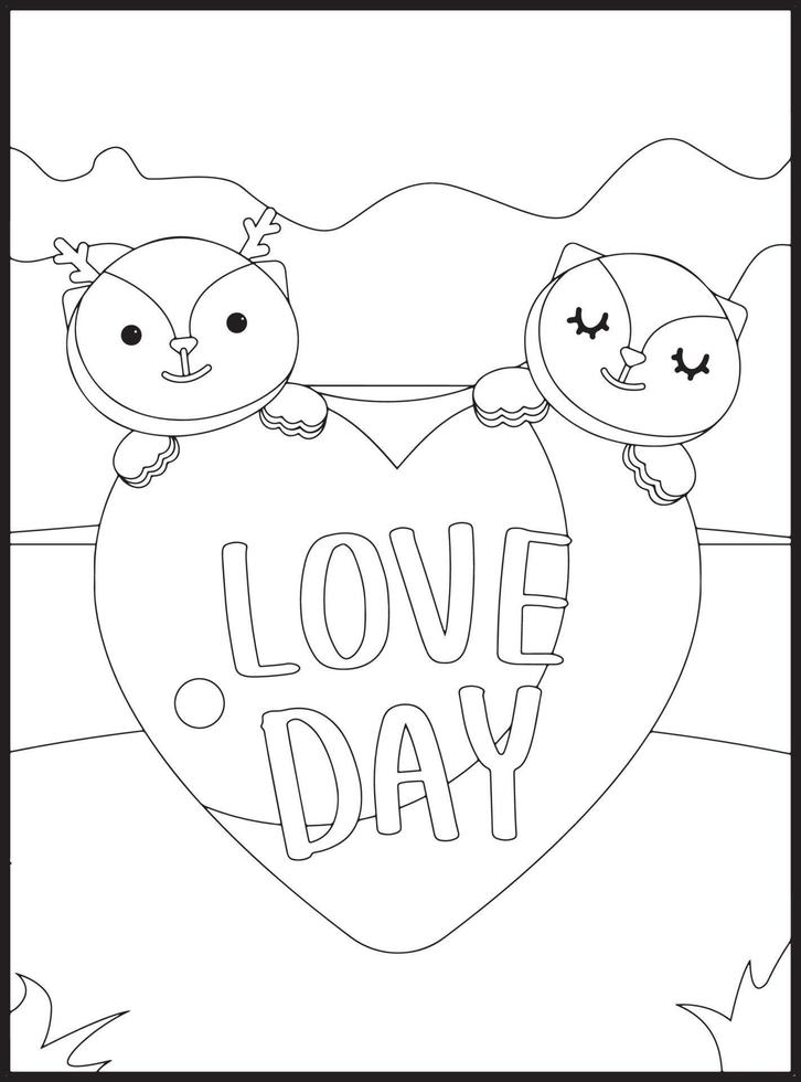 dia de san valentin para colorear vector