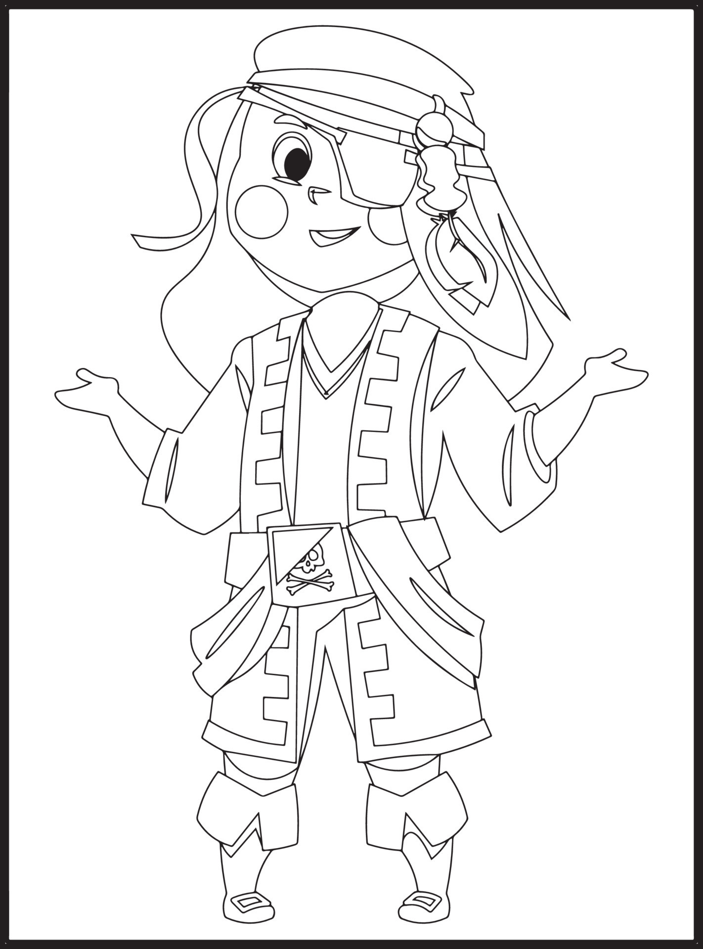 Pirate Coloring Pages 16825100 Vector Art at Vecteezy