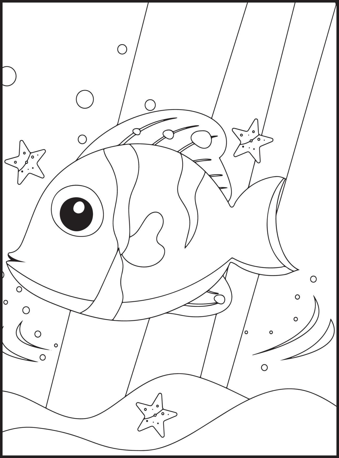 Sea Animals Coloring Pages 16825123 Vector Art at Vecteezy