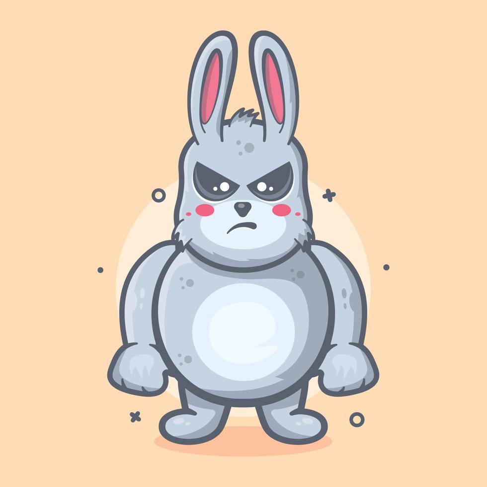 serious rabbit animal character mascot with angry expression isolated cartoon in flat style design vector