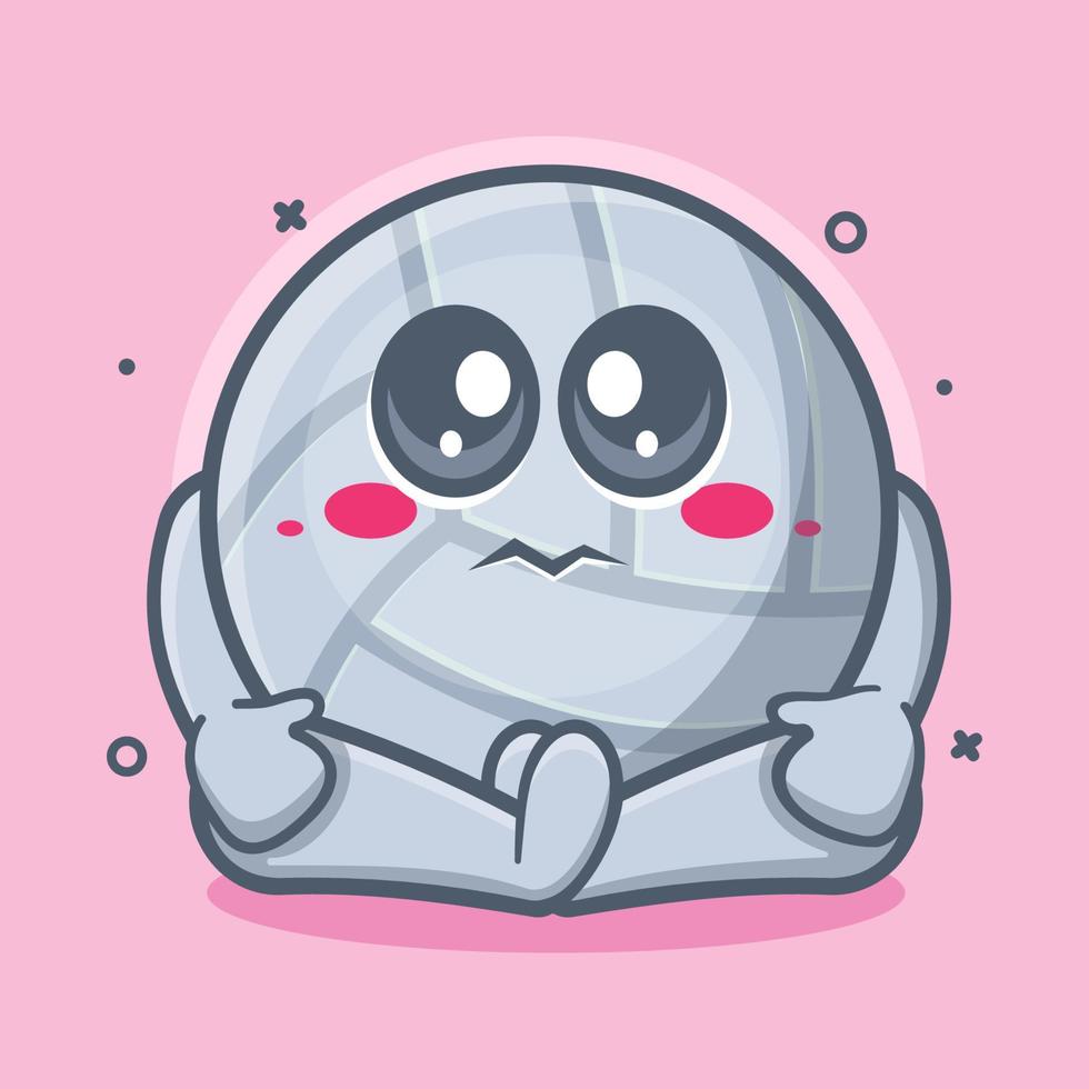 cute volleyball ball character mascot with sad expression isolated cartoon in flat style design vector