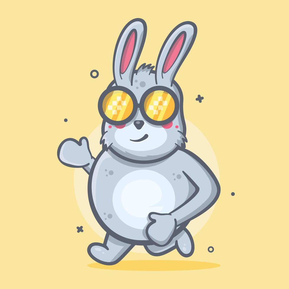 linda mascota de personaje animal de conejo ejecutando dibujos animados aislados en un diseño de estilo plano vector