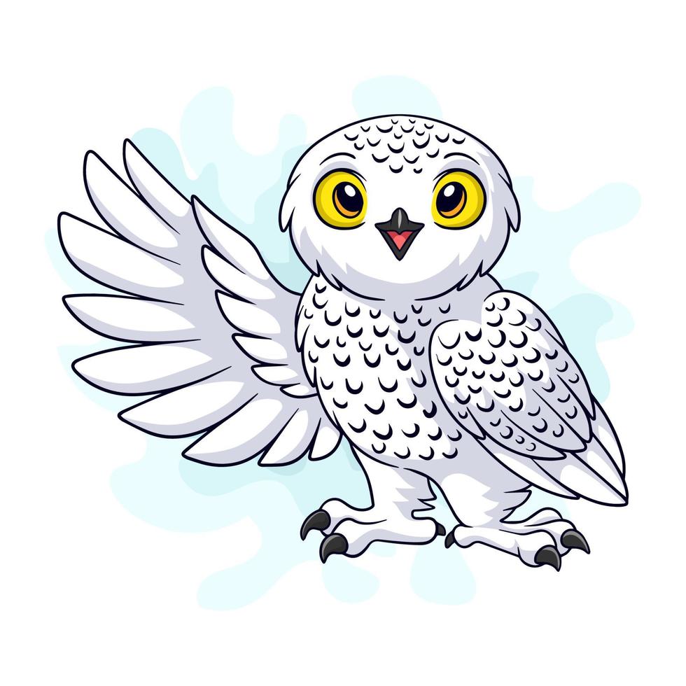 Cartoon arctic owl on white background vector