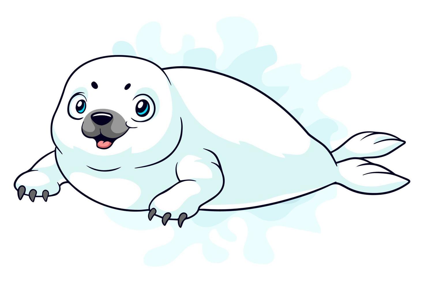 Cartoon harp seal pup on white background vector