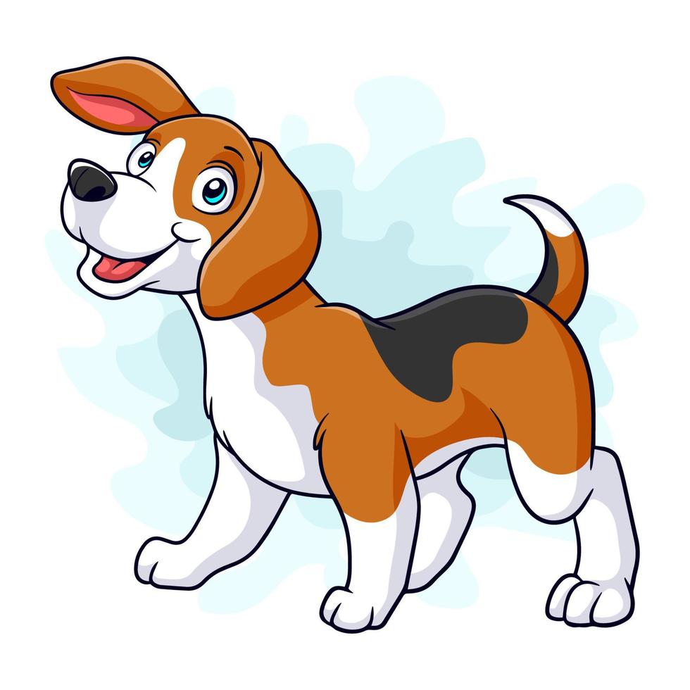 perro beagle de dibujos animados sobre fondo blanco vector