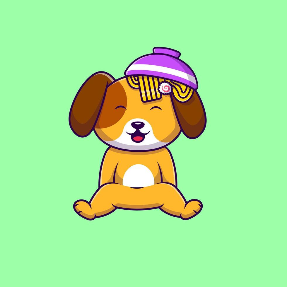 Cute Dog With Ramen Noodle Bowl Cartoon Vector Icons Illustration. Flat Cartoon Concept. Suitable for any creative project.