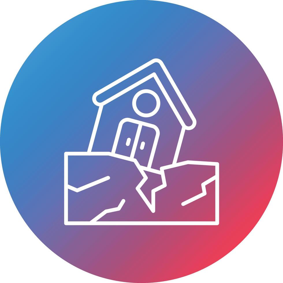 Earthquake Line Gradient Circle Background Icon vector