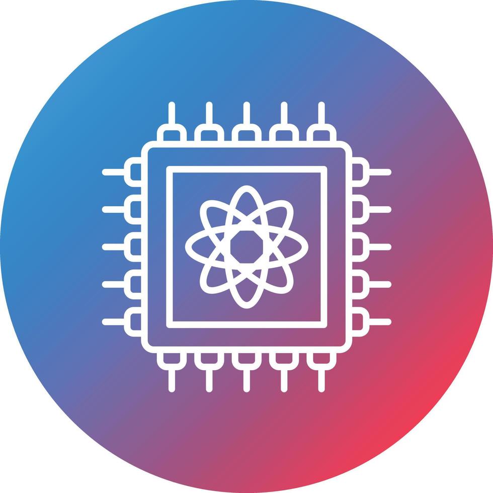 Quantum Computer Line Gradient Circle Background Icon vector