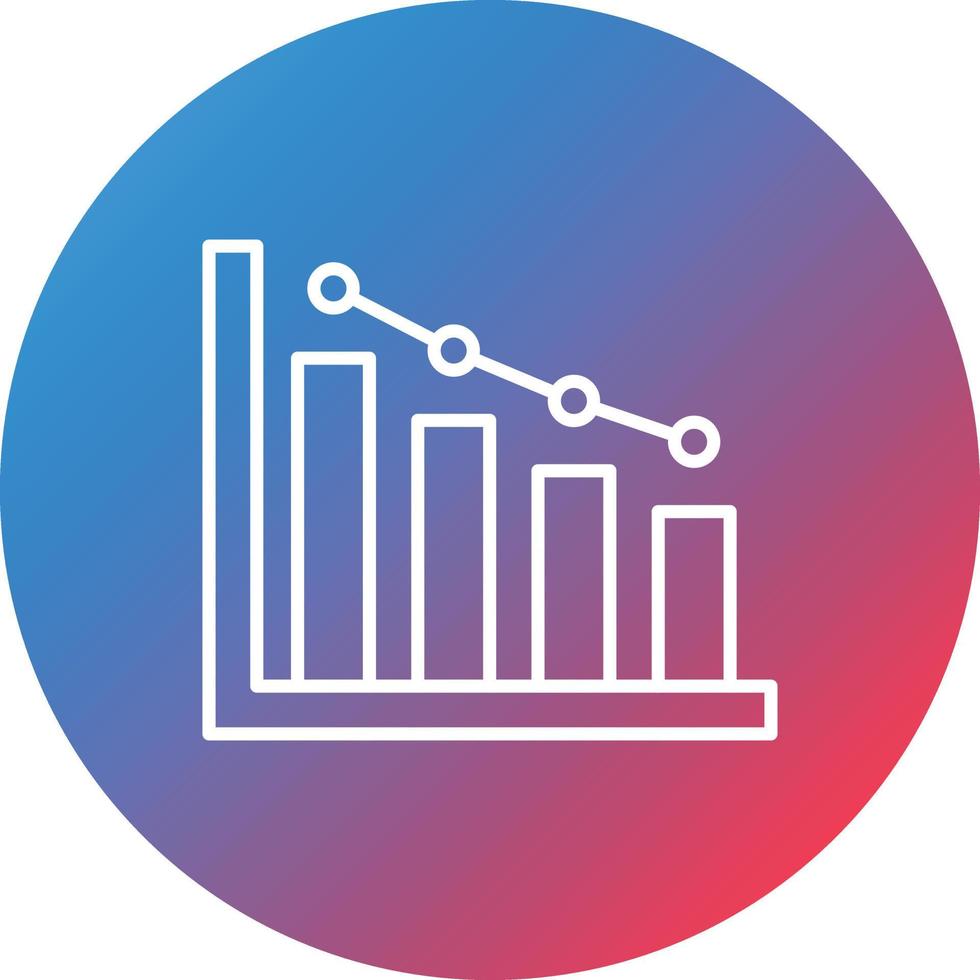 Decline Diagram Line Gradient Circle Background Icon vector