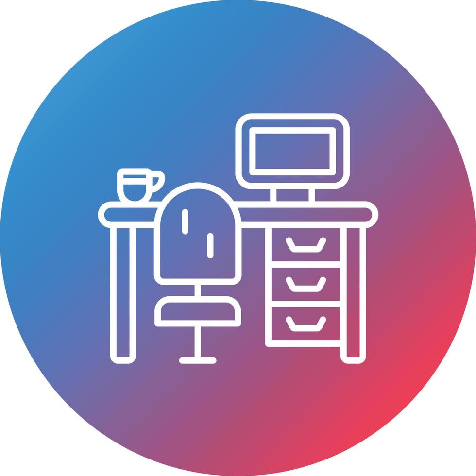 Workstation Line Gradient Circle Background Icon vector