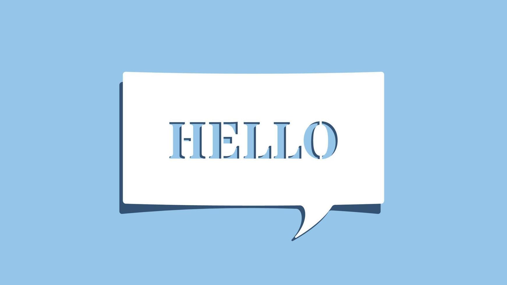 Hello message on cutout white paper speech bubble on blue background vector