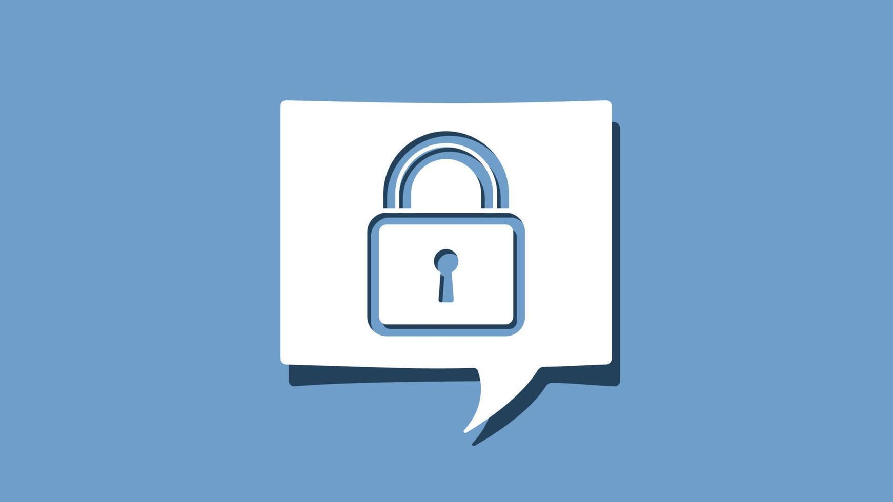 Lock padlock symbol on cutout white paper speech bubble on blue background vector