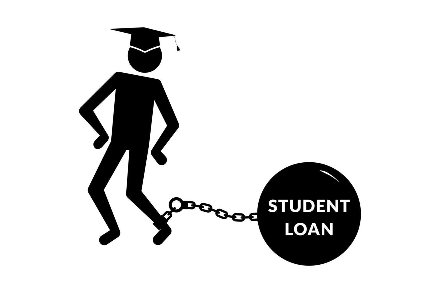 Student icon drowning chained with student loan debt vector