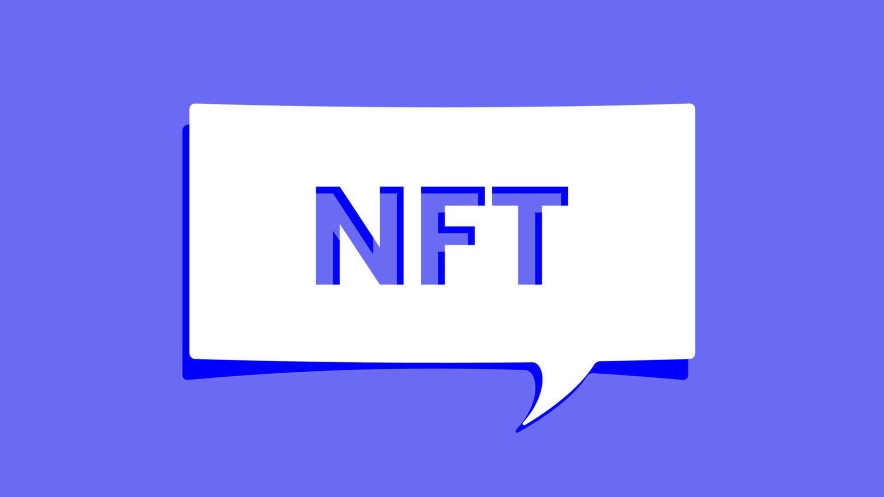 NFT word on cutout white paper speech bubble on blue background vector