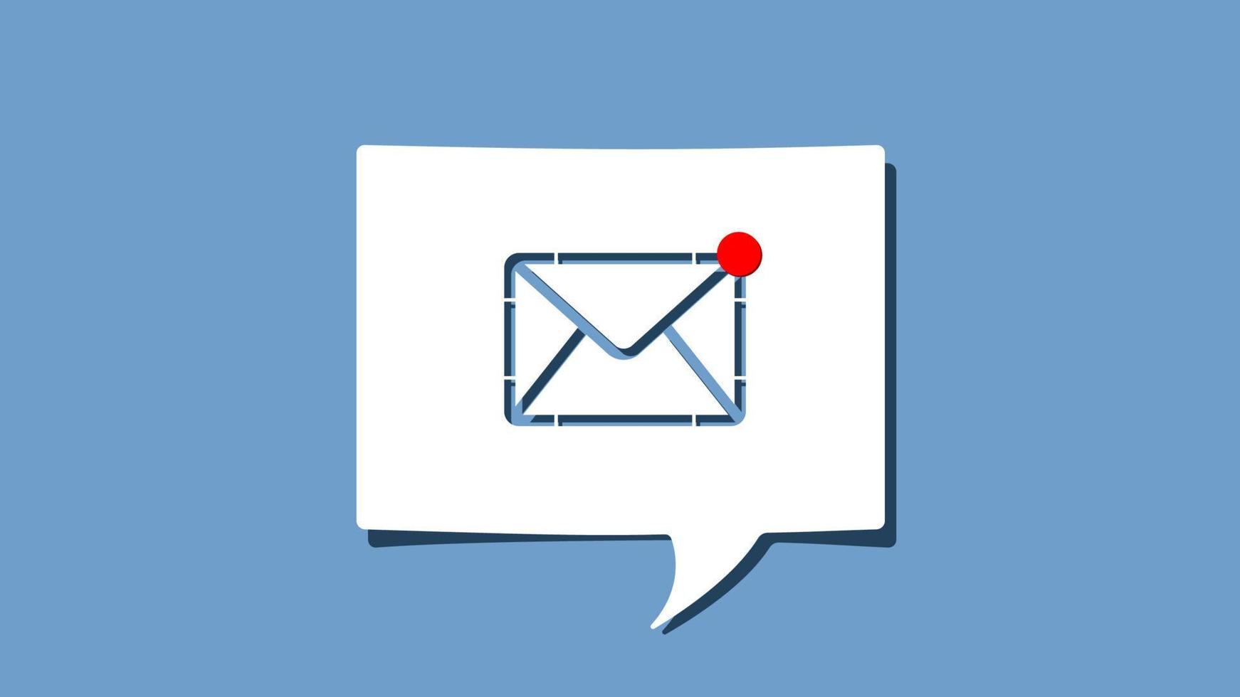 New email notification symbol on cutout white paper speech bubble on blue background vector