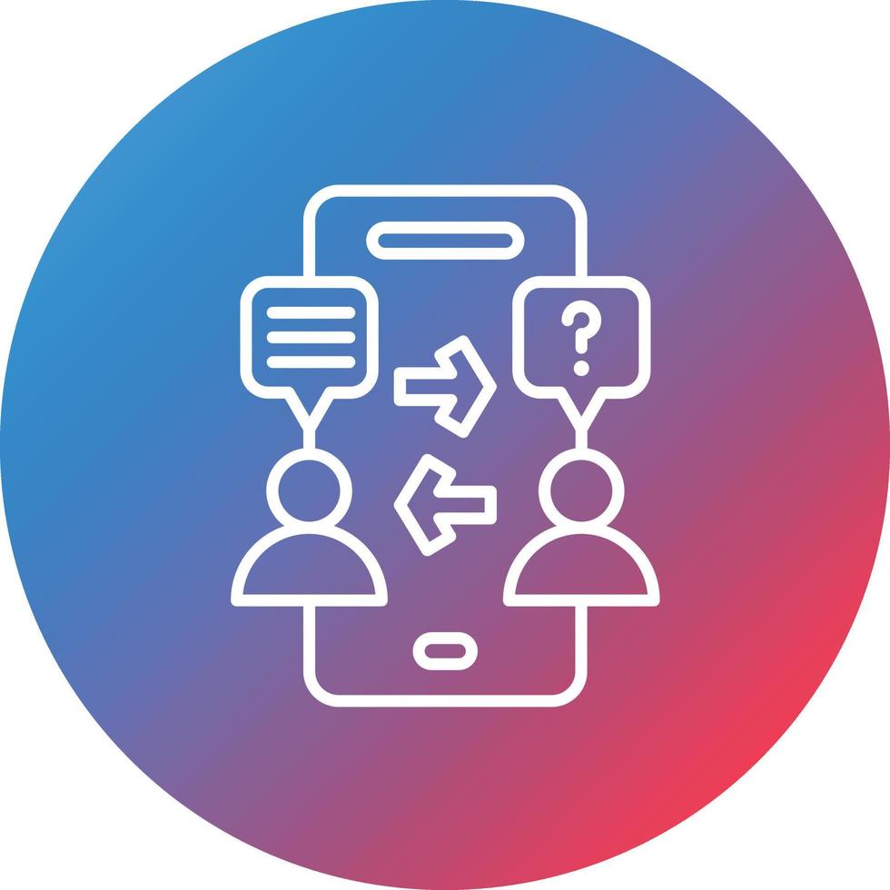 Phone Interview Line Gradient Circle Background Icon vector